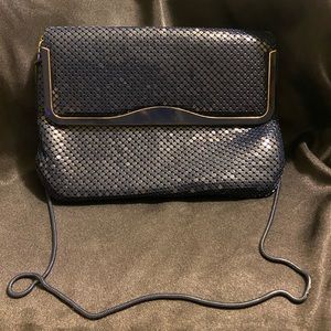 Vintage navy blue metal mesh bag